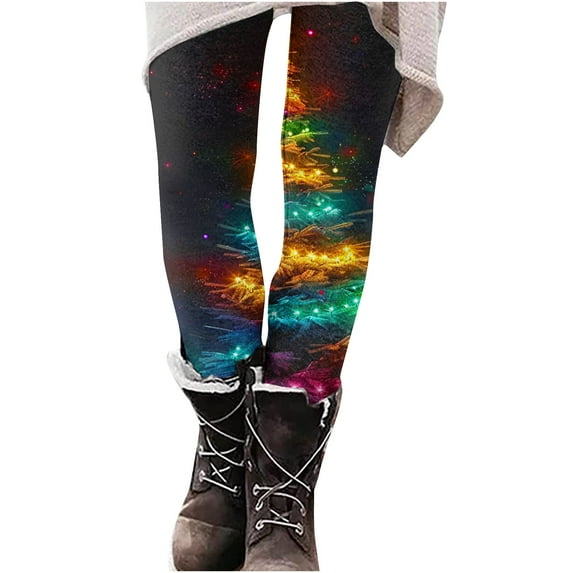Buigttklop Christmas Leggings for Women Xmas Funny 3D Graphic High Waisted Yoga Pants Ankle Length Holiday Stretchy Tights