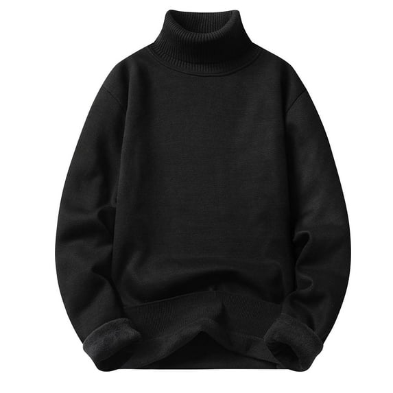 Buigttklop Men Fashion Autumn Winter Fleece Turtleneck Sweater Slim Fit Knitted Solid Color Warm Knitting Pullover Sweaters