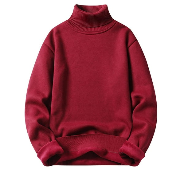 Clearance Deals BUIgtTklOP no boundaries Men Fashion Autumn Winter Fleece Turtleneck Sweater Slim Fit Knitted Solid Color Warm Knitting Pullover Sweaters