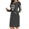 thumbnail image 1 of Buigttklop Rugby Print Hoodie Sweatshirt Dresses for Women 2024 Casual Long Sleeve V Neck Solid Midi Dress with Pockets Fall One Piece Dress, 1 of 6