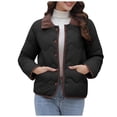 thumbnail image 1 of Clearance Deals BUIgtTklOP no boundaries Womens Quilted Puffer Jacket Lightweight Button Down Padded Coat Outwear Turndown Collar Winter Fall Coat Jacket, 1 of 5