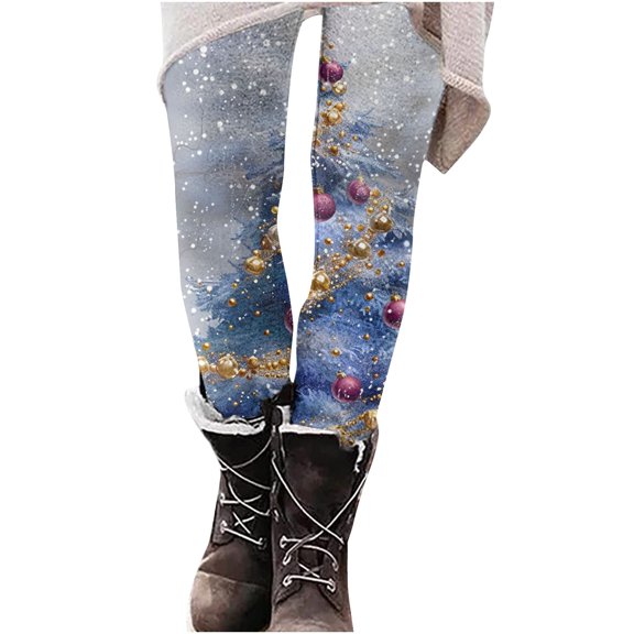 Buigttklop Christmas Leggings for Women Soft Workout Pants Tummy Control Print Holiday Party Legging Tights Yoga Pants