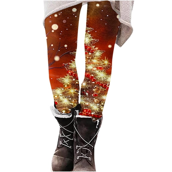 Buigttklop Christmas Leggings for Women Soft Workout Pants Tummy Control Print Holiday Party Legging Tights Yoga Pants