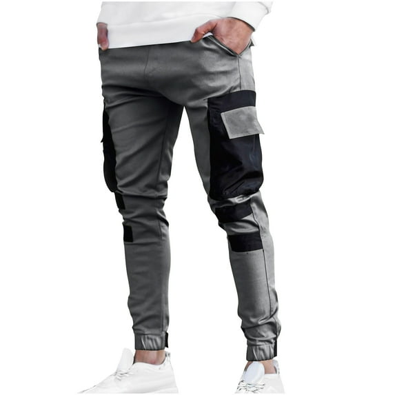 Buigttklop Mens Hiphop Jogger Sweatpants Cargo Streetwear Punk Pants with Multi-Pockets