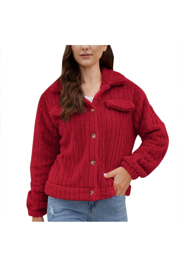 Women'S Corduroy Jacket Sherpa Fleece Lined Warm Winter Coat Button Down Casual Jacket with Pockets