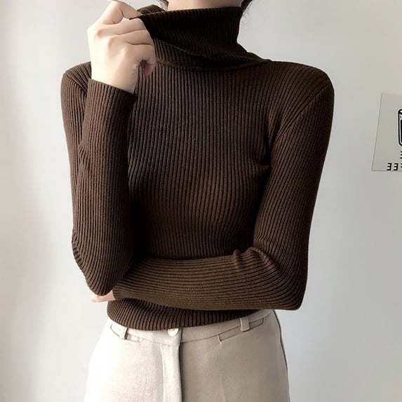 Buigttklop Women'S Turtleneck Long Sleeve Shirts Casual Basic T Shirts Lightweight Base Layer Solid Slim Fit Tops