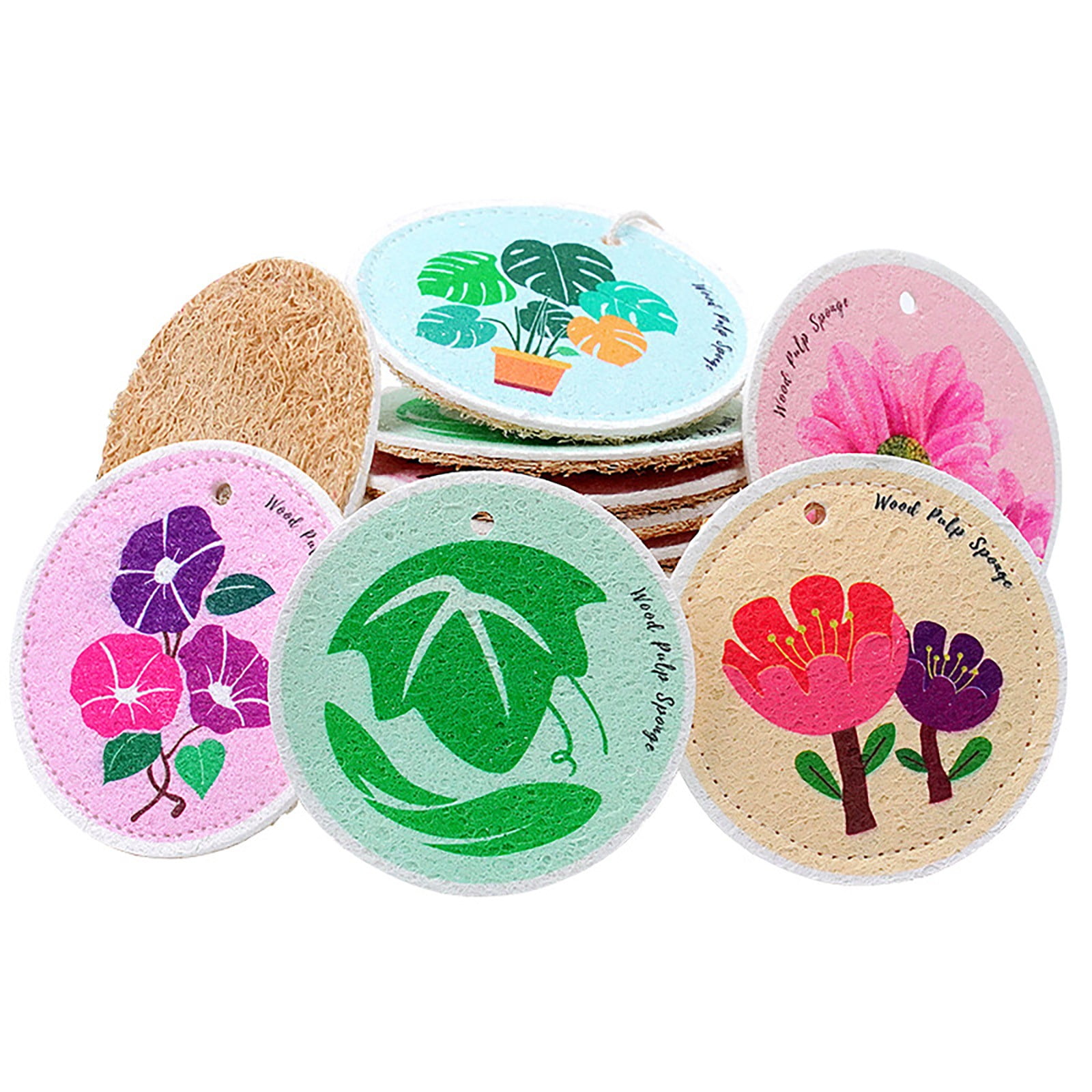 100 Pcs Kitchen Sponge Bulk - Natural Wood Pulp, Compressed, Scratch-Free For Dishes & Non-Stick Pans (4 Colors)