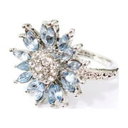 ELNEEYA Up to 50% off Rings for Women White Aquamarine Bridal Wedding Engagement Ring Clearance Gifts for Valentine's Day