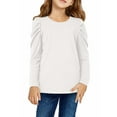 thumbnail image 1 of Today Casual Shirts for Teen Girls Round Neck Blouses Puff Long Sleeve Top Girls Solid Color Tee Shirts Ribbed Knit T Shirt, 1 of 7
