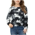 thumbnail image 1 of Long Sleeve Kids Shirts Girls Camouflage Print Tops Front Knot Shirt Round Neck Tshirts Casual Blouse Tops, 1 of 9