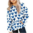 thumbnail image 1 of Pullover Hoodies for Teen Girls Love Heart Print Sweatshirts Long Sleeve Drop Shoulder Top Valentine Shirts with Pocket, 1 of 4