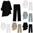 thumbnail image 1 of Clearance Deals Sweatsuits 2Pcs Sets Womens ZVAVZ Lady Cotton Linen Outfits Buttons Long Sleeve Shirt Casual Loose Pants Tracksuit Casual Pants 2 Piece Set, 1 of 4