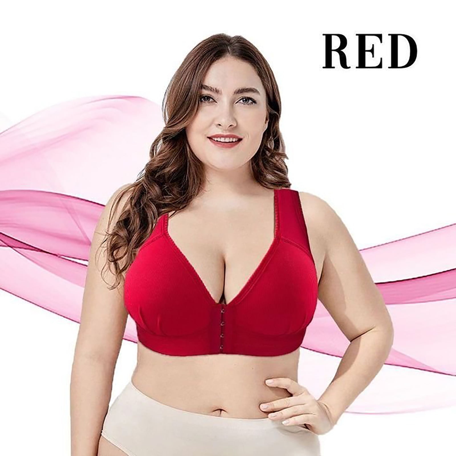 Clearance Deals! Zpanxa Plus Size Bras for Women No Underwire Full Support  Bras, Front Closure Wireless Bras with Support and Lift, Everyday Underwear