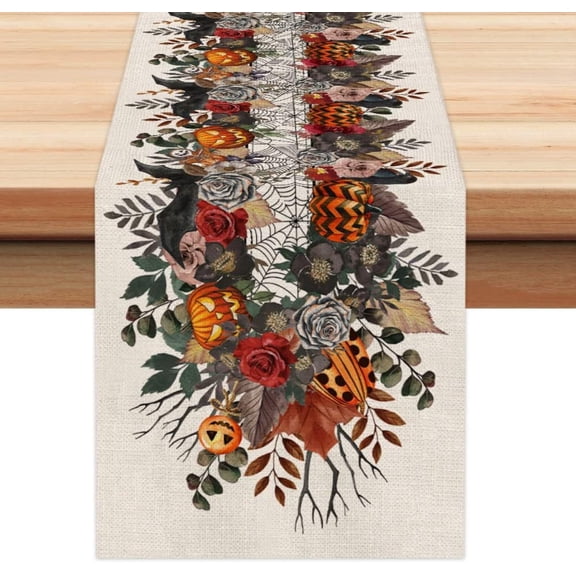 Clearance Decorative Table Banner under $5,Halloween Table Runner Pumpkins Seasonal Kitchen Dining Table Home Outdoor Decorations (13'' X 72'')
