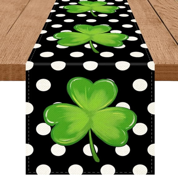 Clearance Decorative Table Banner under $5,St. Day Table Decor Linen Jute Fabric For Spring Festival Home Kitchen Dining Party Decoration