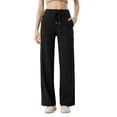 thumbnail image 1 of Delayuji Business Casual Pants for Women Wide Leg Pants for Women 2025 Yoga Pants High Waist Sweatpants with Pockets Stretch Lounge Pants Comfy Workout L Black, 1 of 4