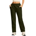 thumbnail image 1 of Delayuji Business Casual Pants for Women Women's Fleece Lined Sweatpants Cotton Straight Leg Pants with Pockets Drawstring L Green, 1 of 9