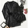 thumbnail image 1 of Clearance! Delayuji Crotchless Outfits Satin Silk Pajamas Women Nightdress Robes Underwear Sleepwear Plus Size Black Xxl, 1 of 9