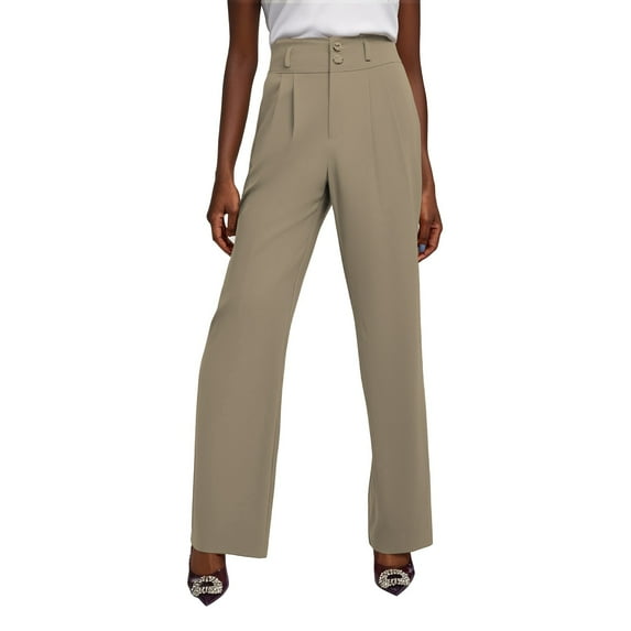 Clearance! Delayuji Fleece Lined Pants Women Women High Waist Casual Wide Leg Long Palazzo Pants Button Down Loose Business Work Trousers with Pockets Womens Sweatpants Xxxxl Brown