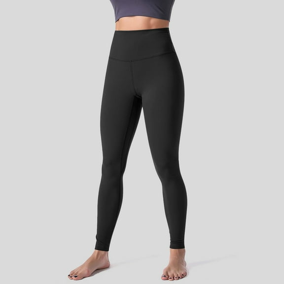 Delayuji Fleece Lined Yoga Pants Women's Solid Color Fashionable Casual Sports Hip Lifting High Elastic Tight Yoga Pants Womens Yoga Pants Black M