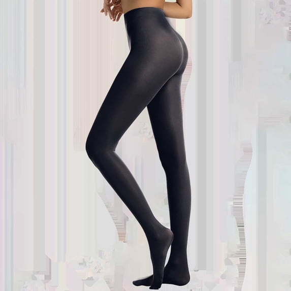 Delayuji Insulated Tights for Women Semi Opaque Girls Leggings Solid Color Footed Pantyhose Tights Womens Fleece Lined Tights Blue Xl