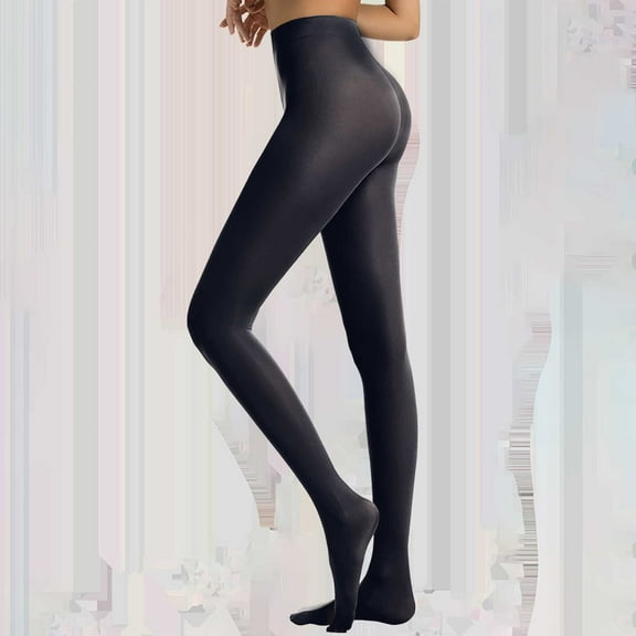 Delayuji Insulated Tights for Women Semi Opaque Girls Leggings Solid Color Footed Pantyhose Tights Womens Fleece Lined Tights Blue Xl