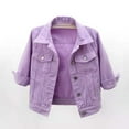 thumbnail image 1 of Delayuji Jean Jacket Women Women's 3/4 Sleeve Colored Cropped Denim Jacket Light Wash Jacket Lohas Time Coat Casual Jackets for Women Purple Xxl, 1 of 6