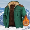 thumbnail image 1 of Clearance! Delayuji Men's Down Jackets Solid Color Combination Hooded Sweater with Brown Pocket Cotton Jacket Mens Winter Coat Green Xxl, 1 of 3