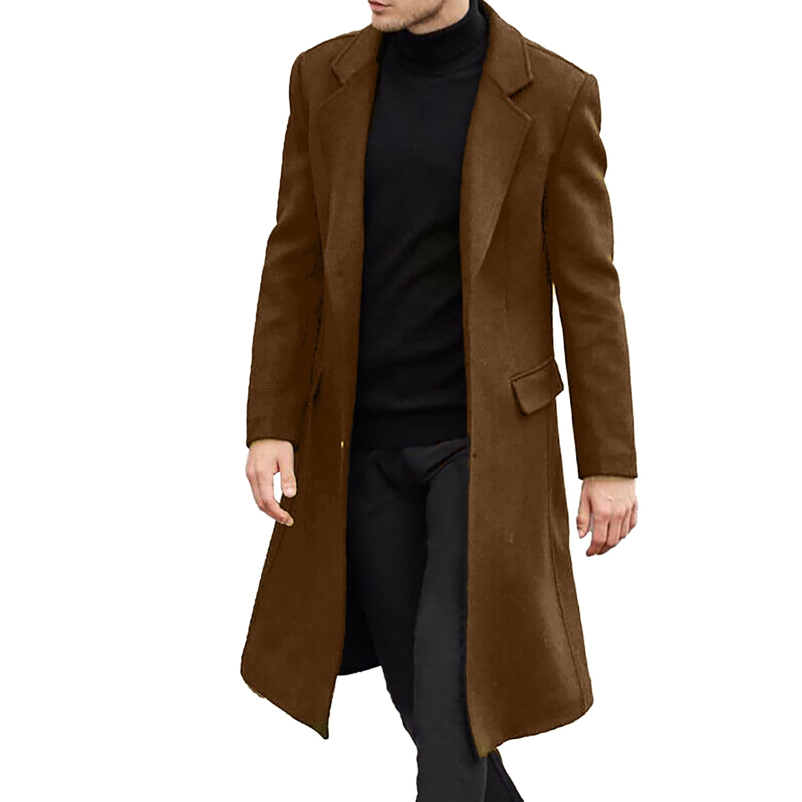 Clearance! Delayuji Mens Trench Coat Men Plus Size Winter Coat Lapel Collar Long Sleeve Padded Leather Jacket Vintage Thicken Coat Sheepskin Jacket Jacket for Men Brown Xxxl