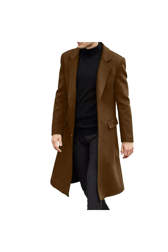 Clearance! Delayuji Mens Trench Coat Men Plus Size Winter Coat Lapel Collar Long Sleeve Padded Leather Jacket Vintage Thicken Coat Sheepskin Jacket Jacket for Men Brown Xxxl