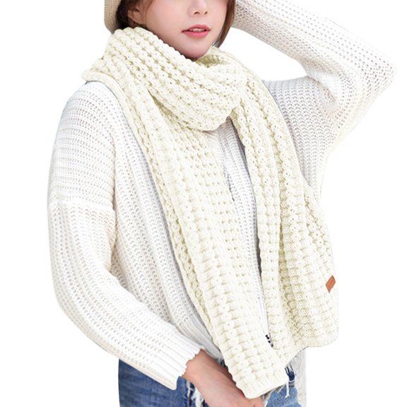 Clearance! Delayuji Pashmina Scarf for Women Scarf for Women Winter Multi Colored Kint Feel Pashmina Shawls Wraps Elasticity Light Scarf Warm Scarves Men One Size Beige