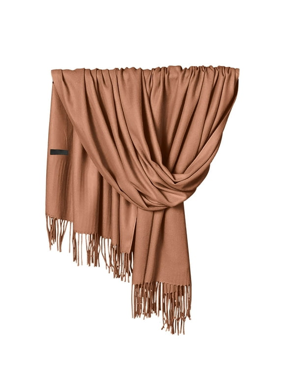 Pashmina Scarf for Women Scarf for Women Women Pashmina Scarf Soft Solid Plain Shawl Wrap Fashion Warm Neck with Fringes A Multi-Color
