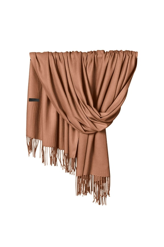 Delayuji Pashmina Scarf for Women Scarf for Women Women Pashmina Scarf Soft Solid Plain Shawl Wrap Fashion Warm Neck with Fringes A Multi-Color
