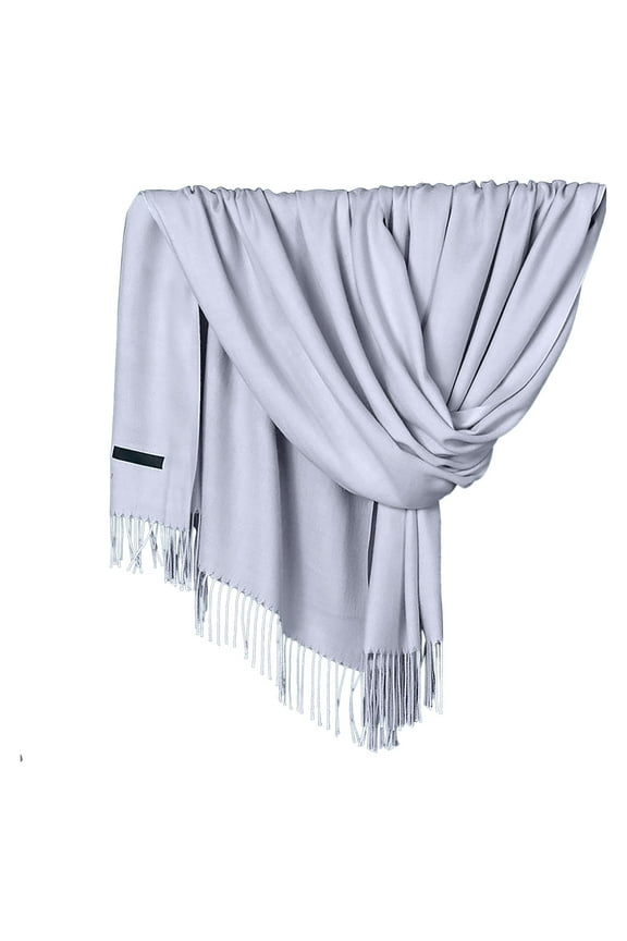Delayuji Pashmina Scarf for Women Scarf for Women Women Pashmina Scarf Soft Solid Plain Shawl Wrap Fashion Warm Neck with Fringes A Gray
