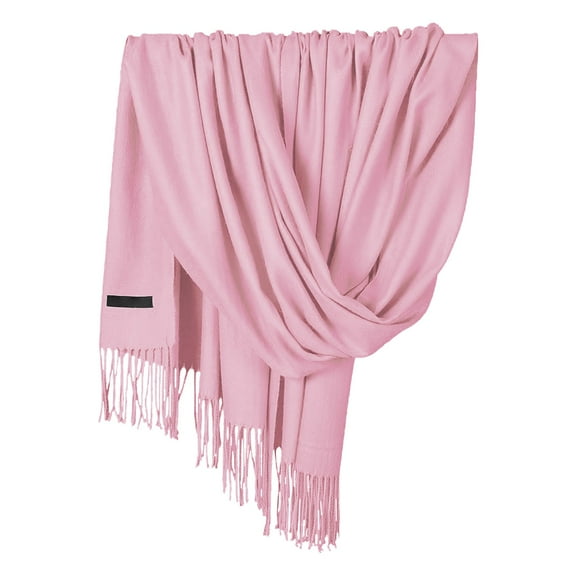 Delayuji Pashmina Scarf for Women Scarf for Women Women Pashmina Scarf Soft Solid Plain Shawl Wrap Fashion Warm Neck with Fringes A Pink