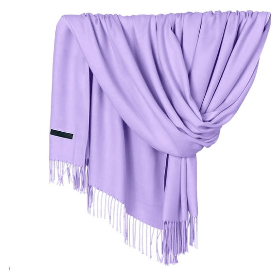 Delayuji Pashmina Scarf for Women Scarf for Women Women Pashmina Scarf Soft Solid Plain Shawl Wrap Fashion Warm Neck with Fringes A Purple