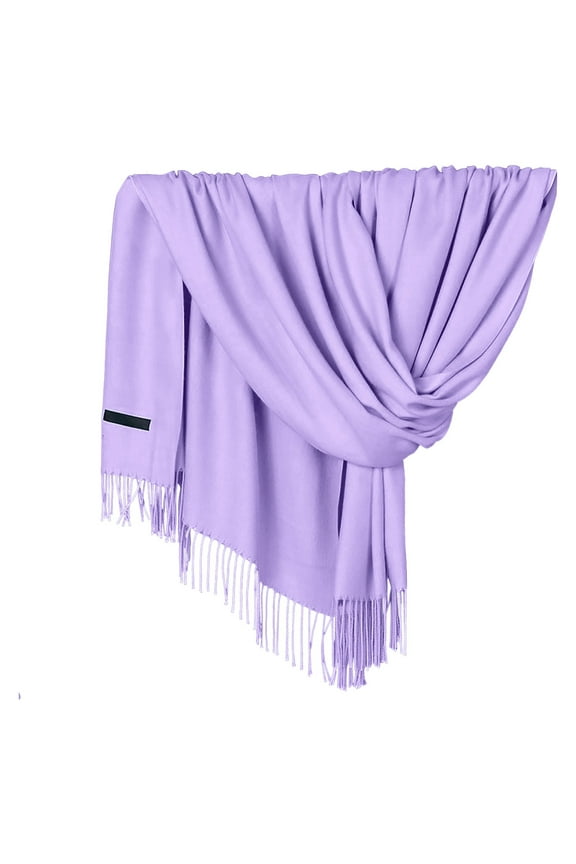 Delayuji Pashmina Scarf for Women Scarf for Women Women Pashmina Scarf Soft Solid Plain Shawl Wrap Fashion Warm Neck with Fringes A Purple