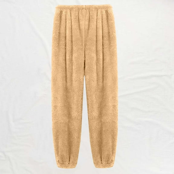 Delayuji Petite Sweatpants for Women Velvet Sleepwear Trousers Thick Pajama Warm Loungewear Loose Soft Pajamas Patterned Nightwear Fleece Lined Pants Women Yellow M