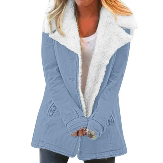 Clearance! Delayuji Plus Size Coats for Women Women Casaul Winter Fashionable Long Sleeve Solid Pocket Cardigan Button Top Sweater Knit Hooded Coat Blouse Plush Womens Coats Winter Blue Xxxl