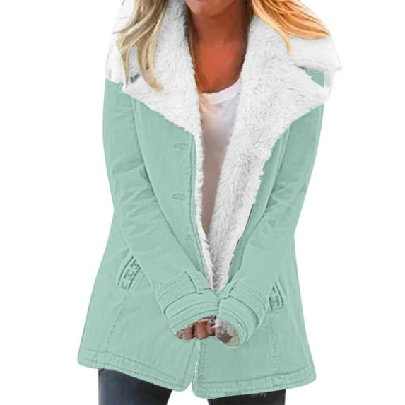 Clearance! Delayuji Plus Size Coats for Women Women Casaul Winter Fashionable Long Sleeve Solid Pocket Cardigan Button Top Sweater Knit Hooded Coat Blouse Plush Womens Coats Winter Green Xxl