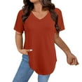 thumbnail image 1 of Clearance! Delayuji Short Sleeve Shirts for Women Short Sleeve Tops for Women Womens T Shirts V Neck Summer Short/Long Sleeve Cotton Tops Tees Xxxl Red, 1 of 5