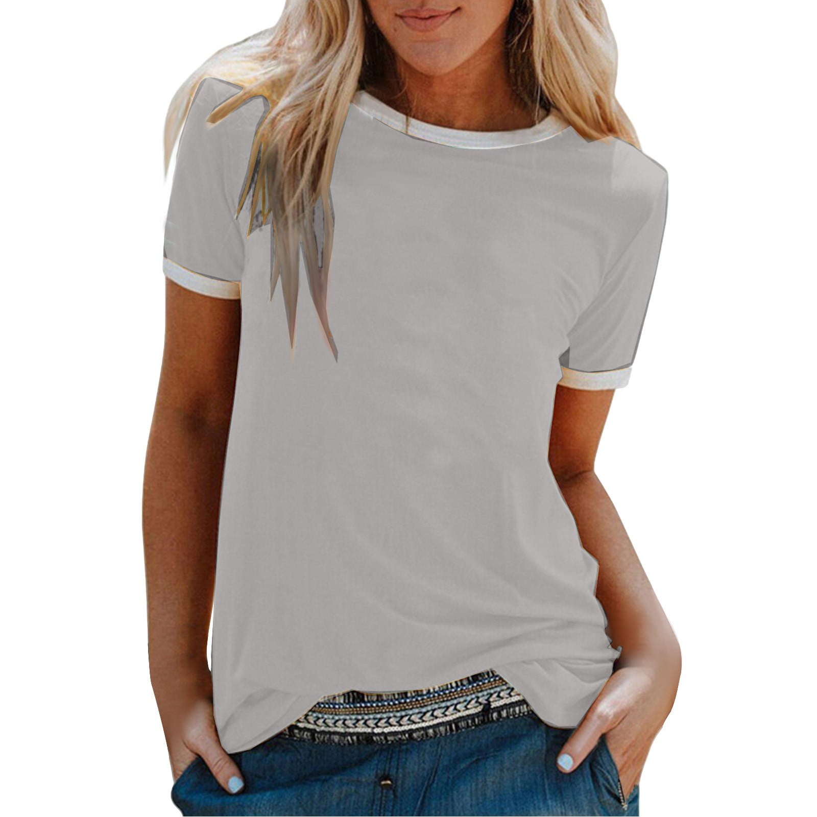 Clearance! Delayuji Short Sleeve Shirts for Women Women's T Short ...