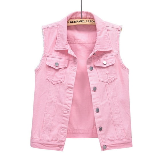 Sleeveless CamisoleSpaghetti strap tank topMulti Color Denim Vest Female Short Spring and Summer Slim Thin Burlap Sleeveless Shoulders Broken Holes Vest JacketSleeveless Camisole