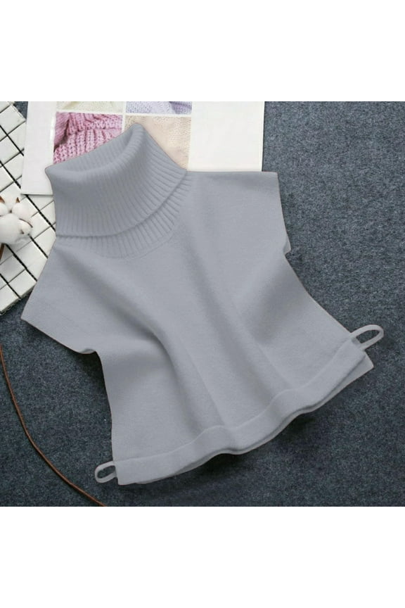 Slim-Fit Camisole Sleeveless Solid Color Knitted Pullover Turtle Neck Protector Collar Vest Womens Tees and Tanks Gray One Size