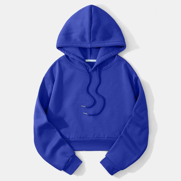 Clothing! Delayuji Sweatshirts for Women 2025 Solid Color Hooded Pullover Comfortable Hoodie Women Loose Long Sleeve Wear Womens Plus Size Sweatshirts Blue Xs