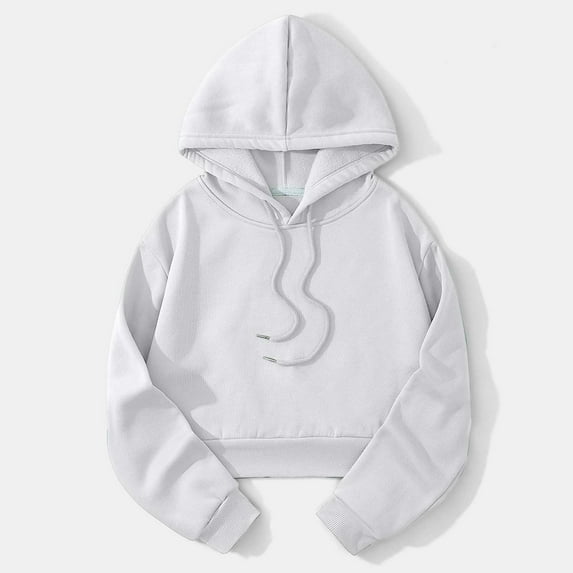 Clothing! Delayuji Sweatshirts for Women 2025 Solid Color Hooded Pullover Comfortable Hoodie Women Loose Long Sleeve Wear Womens Plus Size Sweatshirts White L