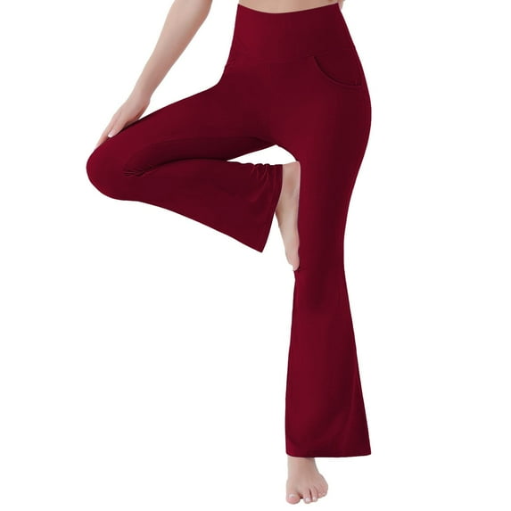 Delayuji Tall Yoga Pants for Women Long High Waist Pant Soft Sport Yoga Leggings Workout Running Trousers Womens Yoga Pants Red Xl