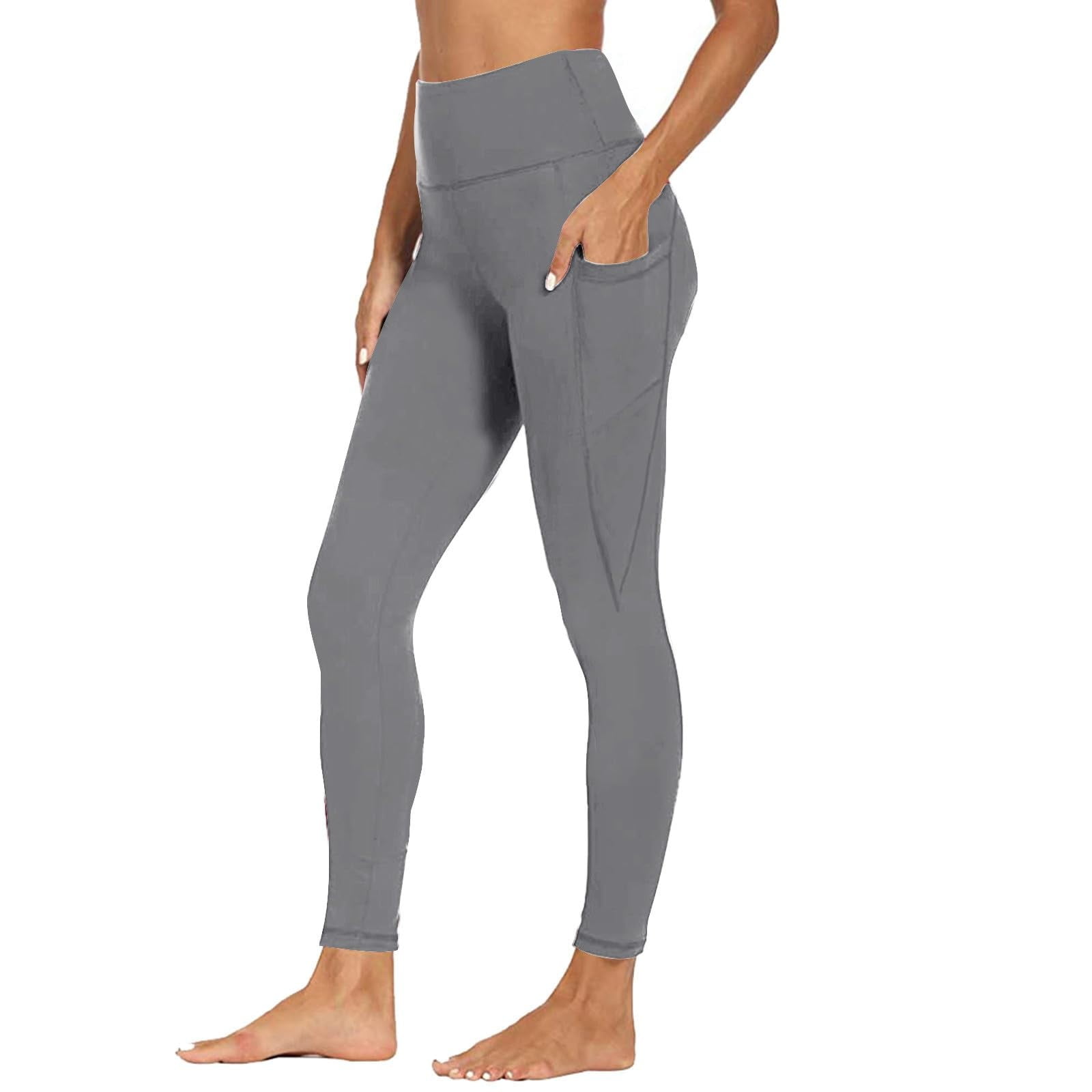 Women's High Waisted Leggings With Pockets - Tummy Control Yoga Pants, Compression Workout Leggings