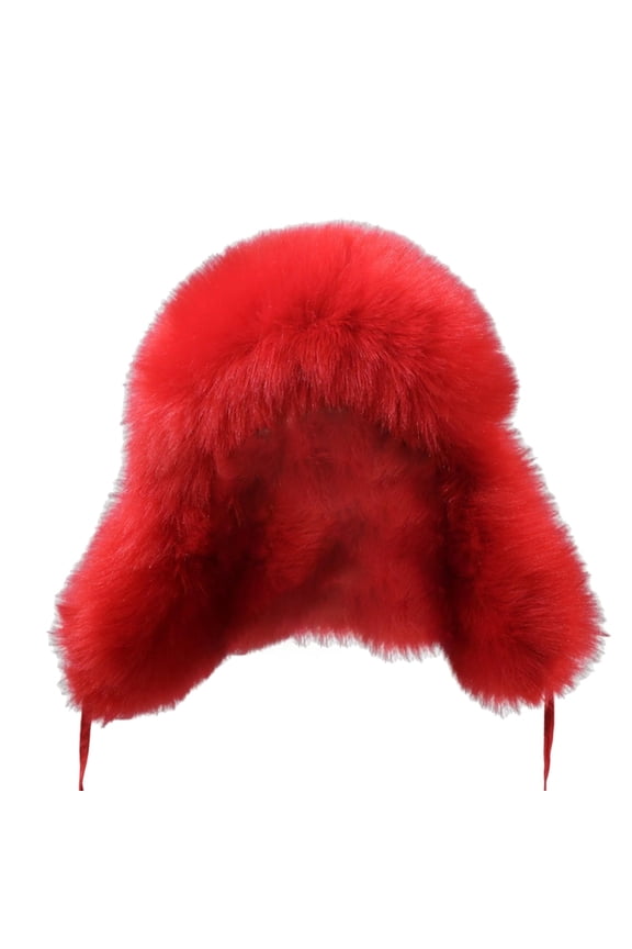 Winter Hats for Women Faux Snow Trapper Hat with Ear for Skiing Head Circumference Snow Hats for Women One Size Red