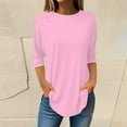 thumbnail image 1 of Delayuji Women Shirts Casual Women's Pure Color Fashionable Casual Round Neck and Three Quarter Sleeve Top Women Shirts Pink M, 1 of 5